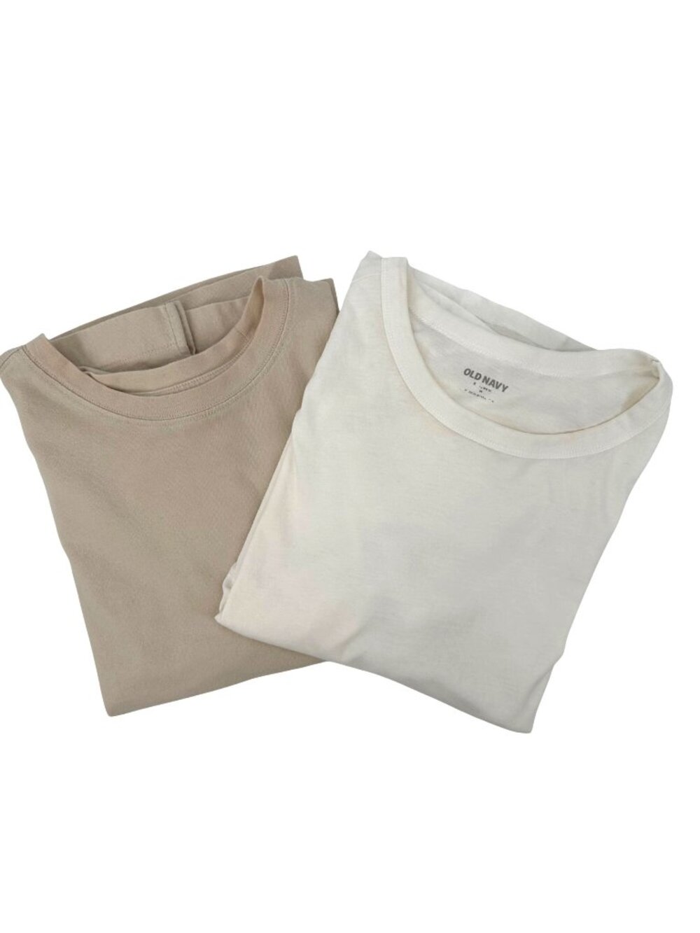 Old Navy Vintage Tee Bundle Of 2 Beige & White 100% Cotton Casual Crewneck M